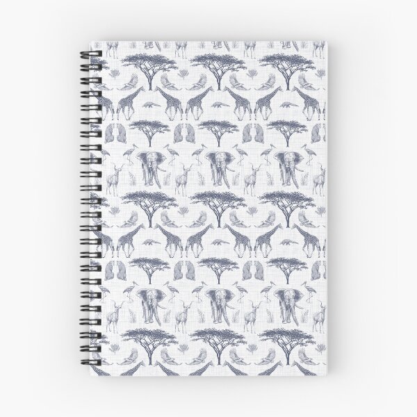 Item preview, Africa Safari Animals Modern Heritage Toile in Navy on Linen Texture designed and sold by Moritza Jarman Design.