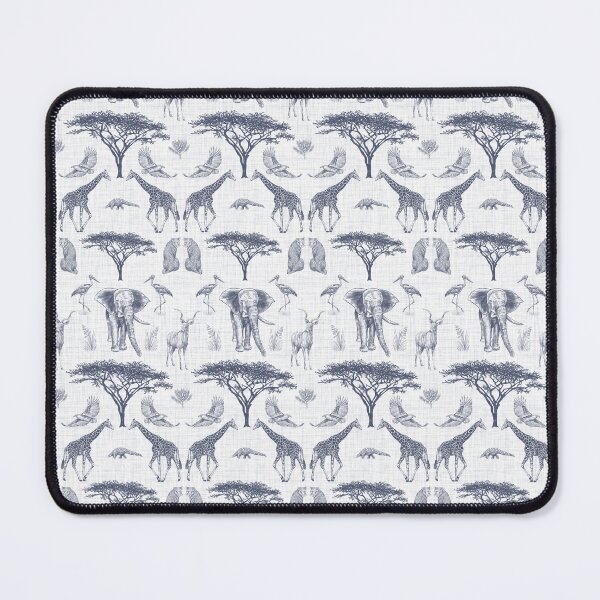 Item preview, Africa Safari Animals Modern Heritage Toile in Navy on Linen Texture designed and sold by Moritza Jarman Design.