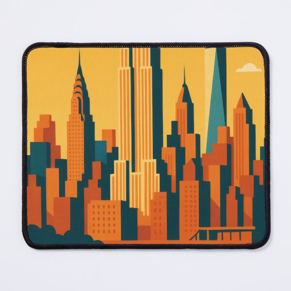 Item preview, Retro Pop Art Poster Illustration of New York City | Bold Manhattan Skyline Print with Statue of Liberty, Empire State Building & Brooklyn Bridge | Vintage Urban Wall Art Decor designed and sold by PaintedPixels01.