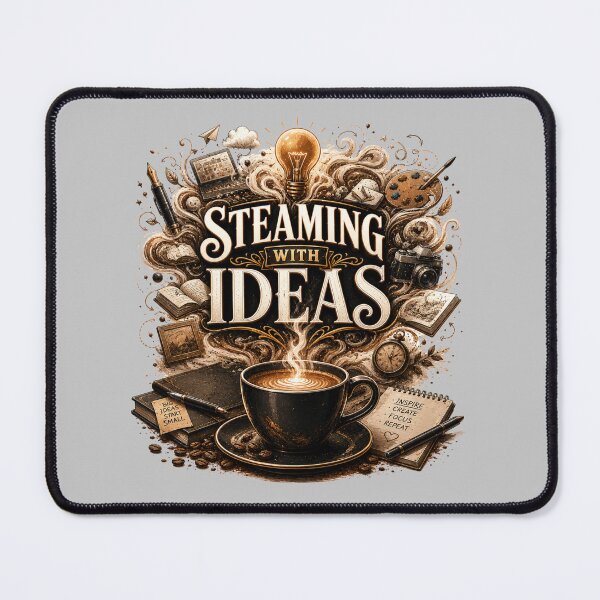 Item preview, Steaming With Ideas Creative Coffee Quote designed and sold by pradeepvisuals.