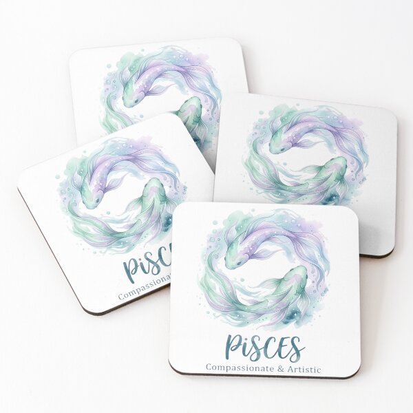 Item preview, Pisces Zodiac Sign Watercolor Fish | Compassionate & Artistic | Daily Horoscope Astrology Art designed and sold by Bhaskar Digital Art.