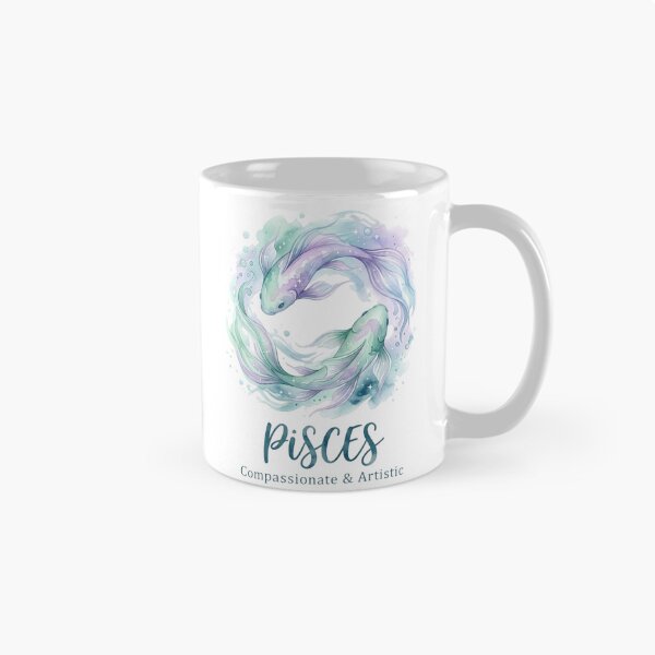 Item preview, Pisces Zodiac Sign Watercolor Fish | Compassionate & Artistic | Daily Horoscope Astrology Art designed and sold by Bhaskar Digital Art.