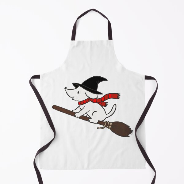 Item preview, Cute Witch Dog Flying on a Broom Halloween Illustration designed and sold by pinkstickstore.