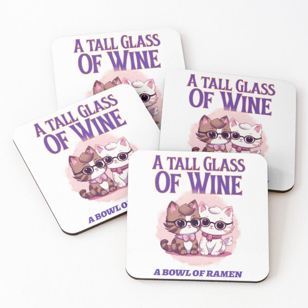Item preview, Wine Pairing Art design with 2 cool cats "A Tall Glass Of Wine & A Bowl Of Ramen Essential t shirt and other items designed and sold by MKTreasures.