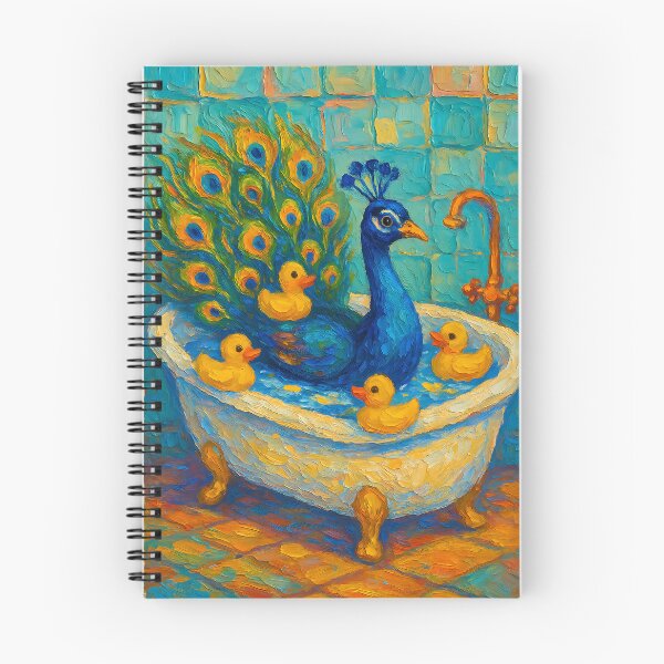 Item preview, Abstract Impasto Painting of Whimsical Peacock Bath | Elegant Colorful Peacock Illustration | Modern Bathroom Animal Wall Art Print designed and sold by PaintedPixels01.