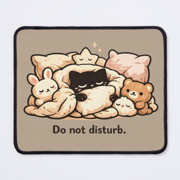 Item preview, Do Not Disturb Cute Black Cat Sleeping with Plushies designed and sold by ChubbyGoong.