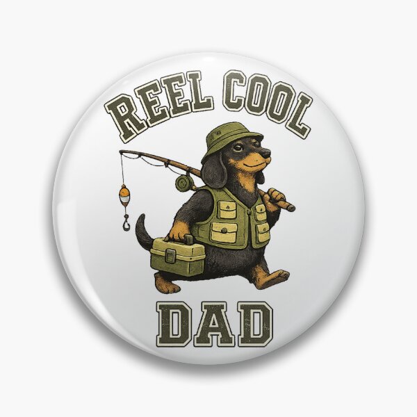 Item preview, Dachshund Fishing Gift for Dad Retro Style designed and sold by QuiteOrbit.