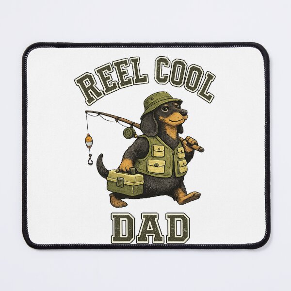 Item preview, Dachshund Fishing Gift for Dad Retro Style designed and sold by QuiteOrbit.