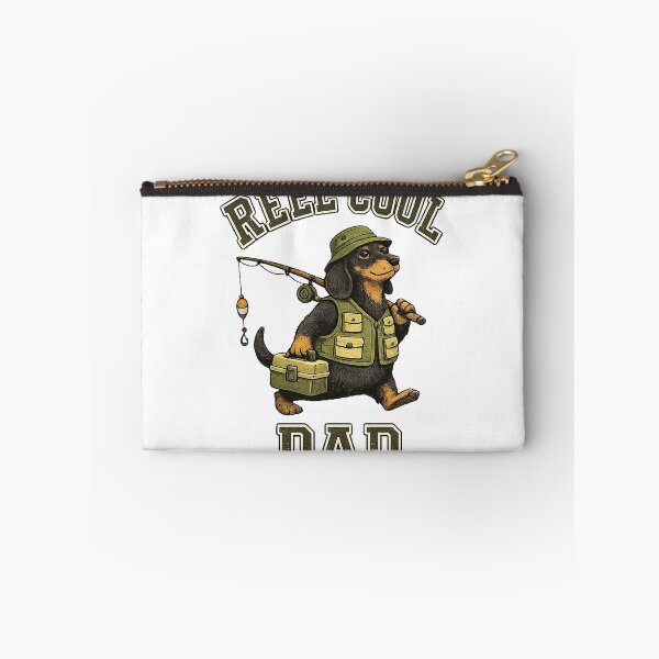 Item preview, Dachshund Fishing Gift for Dad Retro Style designed and sold by QuiteOrbit.