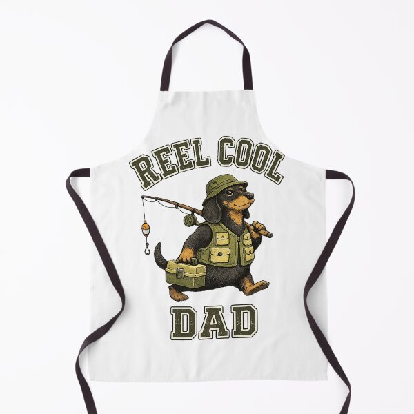 Item preview, Dachshund Fishing Gift for Dad Retro Style designed and sold by QuiteOrbit.