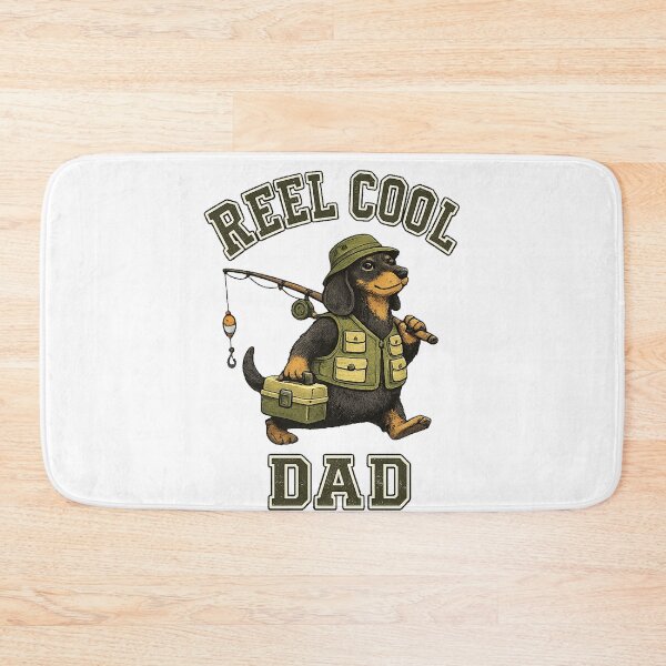 Item preview, Dachshund Fishing Gift for Dad Retro Style designed and sold by QuiteOrbit.