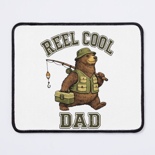 Item preview, Vintage Reel Cool Dad Fishing bear designed and sold by QuiteOrbit.