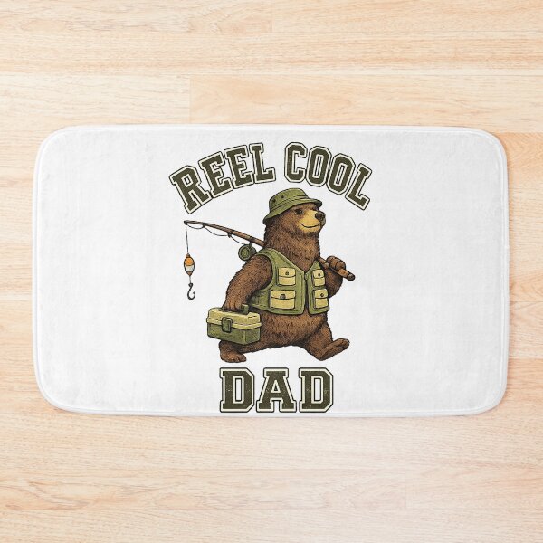 Item preview, Vintage Reel Cool Dad Fishing bear designed and sold by QuiteOrbit.