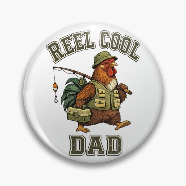 Item preview, Reel Cool Dad rooster Fishing Retro designed and sold by QuiteOrbit.