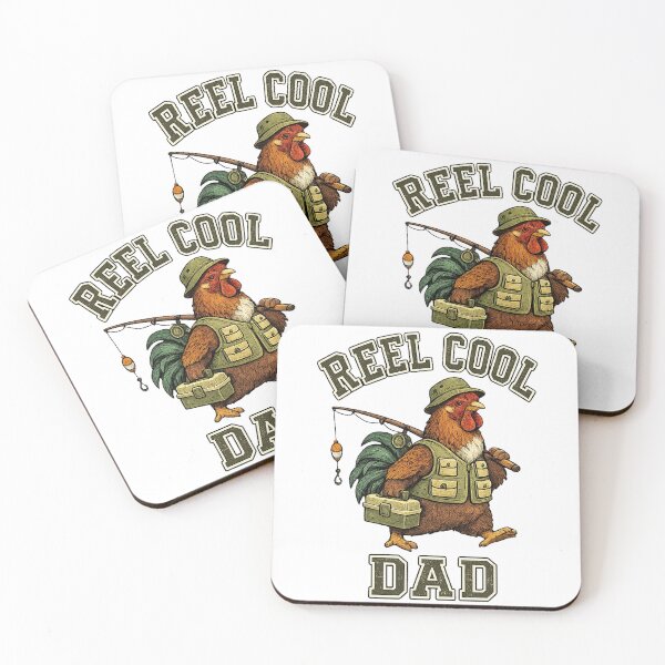 Item preview, Reel Cool Dad rooster Fishing Retro designed and sold by QuiteOrbit.