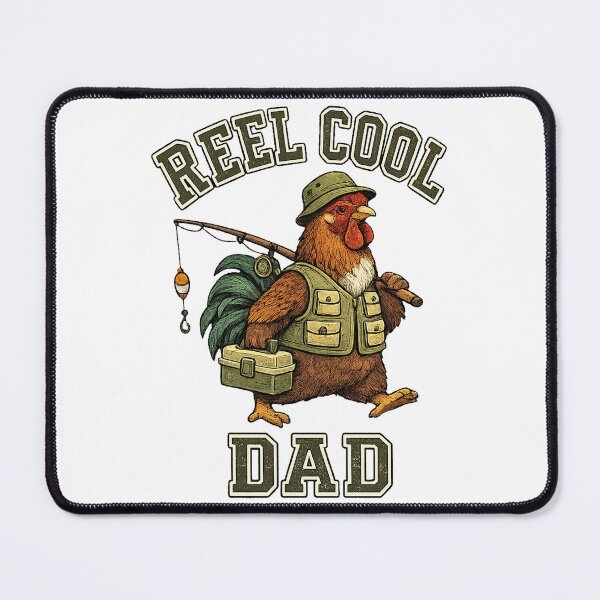 Item preview, Reel Cool Dad rooster Fishing Retro designed and sold by QuiteOrbit.