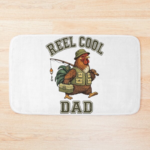 Item preview, Reel Cool Dad rooster Fishing Retro designed and sold by QuiteOrbit.