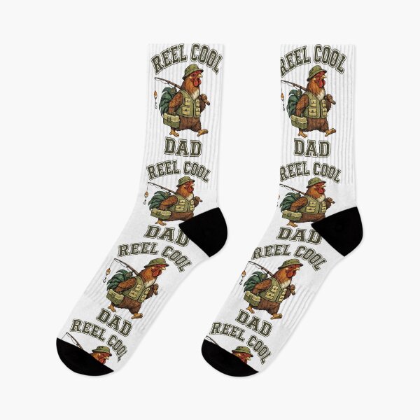 Item preview, Reel Cool Dad rooster Fishing Retro designed and sold by QuiteOrbit.