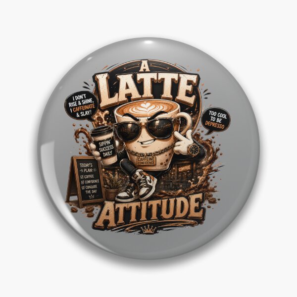 Item preview, A Latte Attitude Funny Coffee Quote designed and sold by pradeepvisuals.