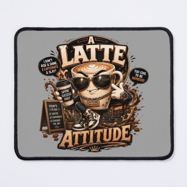 Item preview, A Latte Attitude Funny Coffee Quote designed and sold by pradeepvisuals.