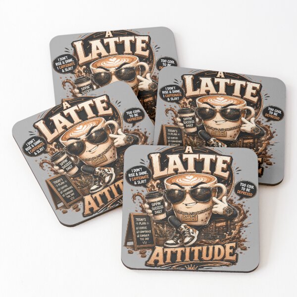 Item preview, A Latte Attitude Funny Coffee Quote designed and sold by pradeepvisuals.