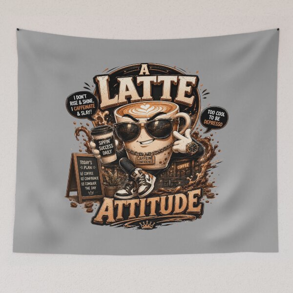 Item preview, A Latte Attitude Funny Coffee Quote designed and sold by pradeepvisuals.