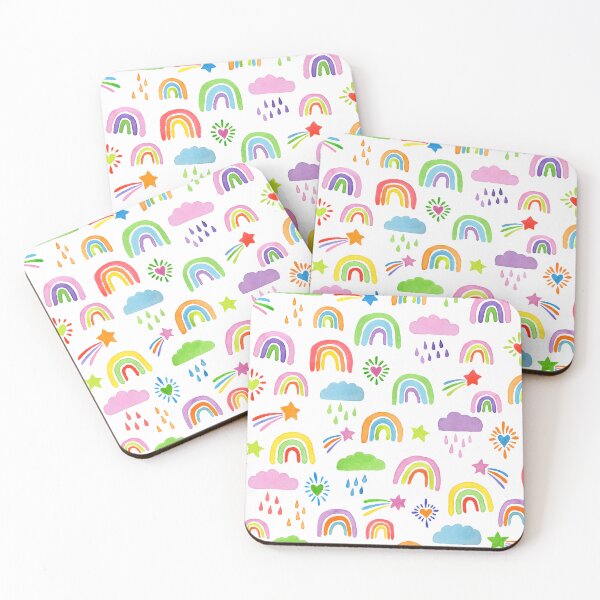 Item preview, Rainbow Parade Colorful Nursery Clouds Stars Hearts Baby/Kids on White designed and sold by Moritza Jarman Design.