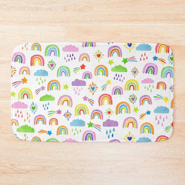 Item preview, Rainbow Parade Colorful Nursery Clouds Stars Hearts Baby/Kids on White designed and sold by Moritza Jarman Design.