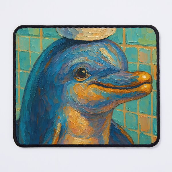 Item preview, Abstract Impasto Painting of Dolphin's Playful Balance | Whimsical Cute Dolphin Illustration | Colorful Modern Coastal Animal Wall Art Print designed and sold by PaintedPixels01.