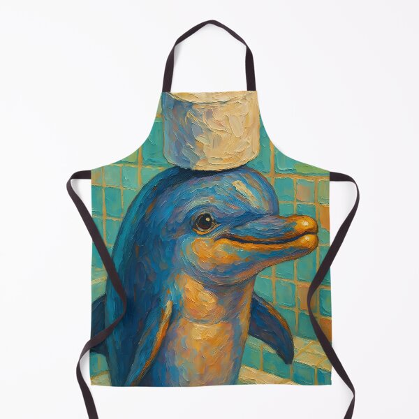 Item preview, Abstract Impasto Painting of Dolphin's Playful Balance | Whimsical Cute Dolphin Illustration | Colorful Modern Coastal Animal Wall Art Print designed and sold by PaintedPixels01.