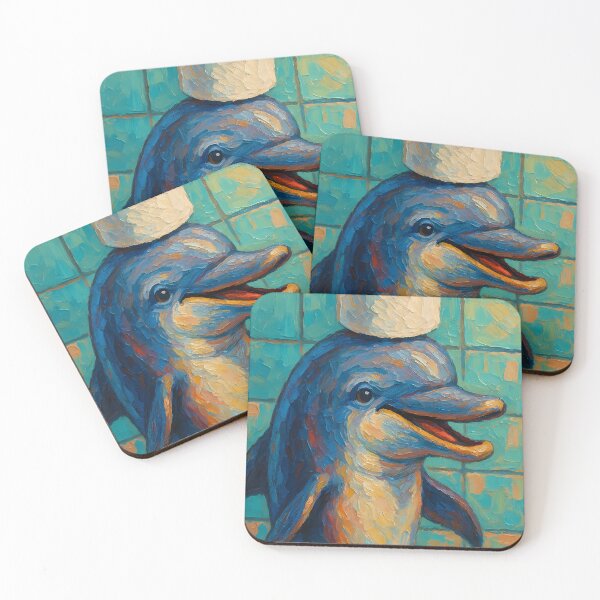 Item preview, Abstract Impasto Painting of Dolphin's Playful Balance | Whimsical Cute Dolphin Illustration | Colorful Modern Coastal Animal Wall Art Print designed and sold by PaintedPixels01.