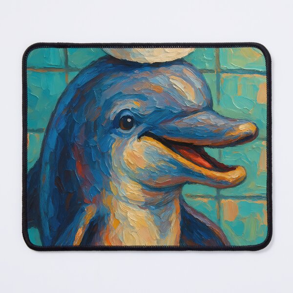 Item preview, Abstract Impasto Painting of Dolphin's Playful Balance | Whimsical Cute Dolphin Illustration | Colorful Modern Coastal Animal Wall Art Print designed and sold by PaintedPixels01.