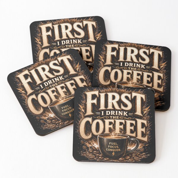 Item preview, First I Drink The Coffee Funny Quote designed and sold by pradeepvisuals.