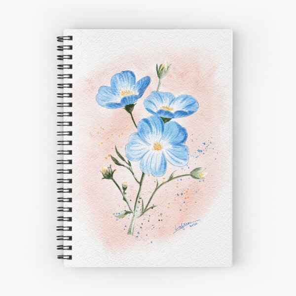 Item preview, Watercolor Blue Flax Flowers Botanical Illustration designed and sold by LafinaArt.