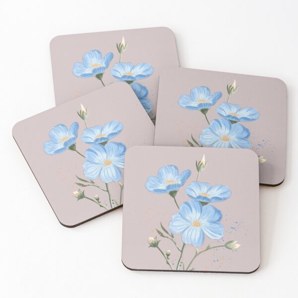 Item preview, Watercolor Blue Flax Flowers Botanical Illustration designed and sold by LafinaArt.