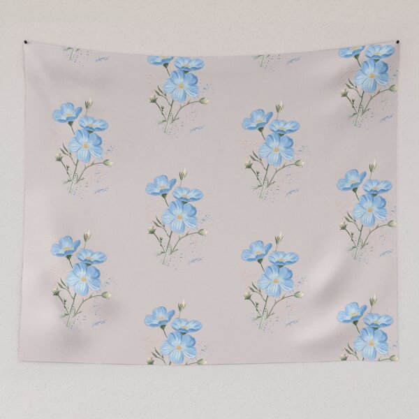 Item preview, Watercolor Blue Flax Flowers Botanical Illustration designed and sold by LafinaArt.