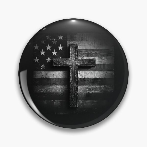 Item preview, Rustic Christian Cross on American Flag – Black and White Faith and Freedom Art designed and sold by inkoutninja.