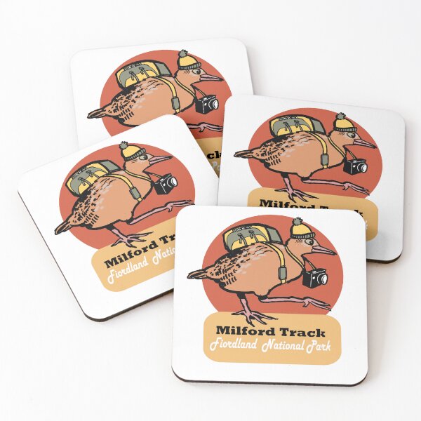 Item preview, Milford Track cartoon kiwi hiker New Zealand designed and sold by Al Benge - NZ & Australian Art.