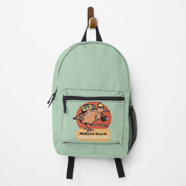 Item preview, Milford Track cartoon kiwi hiker New Zealand designed and sold by Al Benge - NZ & Australian Art.
