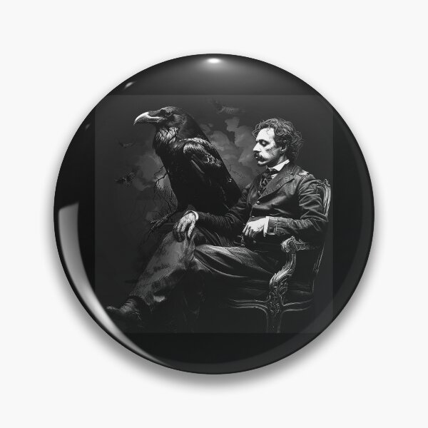 Item preview, Edgar Allan Poe Inspired Portrait with Raven – Gothic Black and White Literary Art designed and sold by inkoutninja.