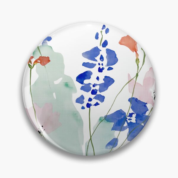 Item preview, Coral & Blue Watercolor Floral Pattern designed and sold by Ramona-Gliga.