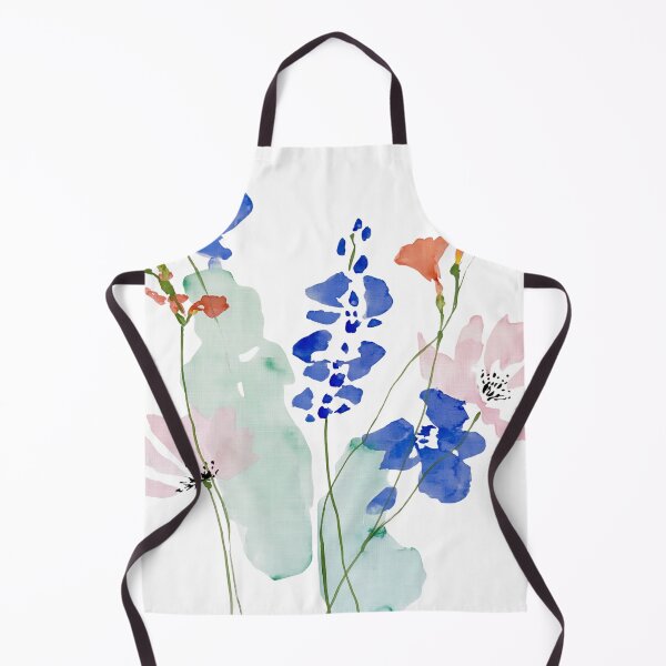Item preview, Coral & Blue Watercolor Floral Pattern designed and sold by Ramona-Gliga.