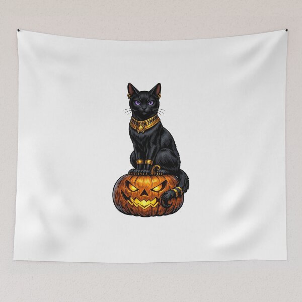 Item preview, Black Cat Decked Out For Halloween designed and sold by susiecc.