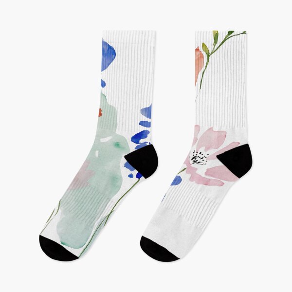 Item preview, Coral & Blue Watercolor Floral Pattern designed and sold by Ramona-Gliga.
