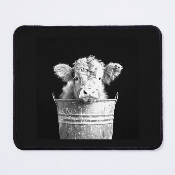 Item preview, Cute Calf in Metal Bucket – Black and White Farm Animal Art designed and sold by inkoutninja.