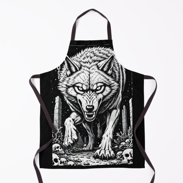 Item preview, Snarling Skull Wolf – Black and White Dark Fantasy Horror designed and sold by Neer arts.
