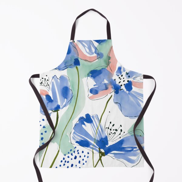 Item preview, Coral & Blue Watercolor Floral Pattern designed and sold by Ramona-Gliga.