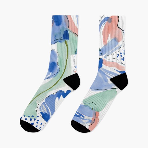 Item preview, Coral & Blue Watercolor Floral Pattern designed and sold by Ramona-Gliga.