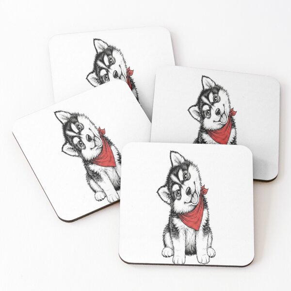 Item preview, Cute Husky Puppy with Red Bandana Illustration designed and sold by Nakrisa.