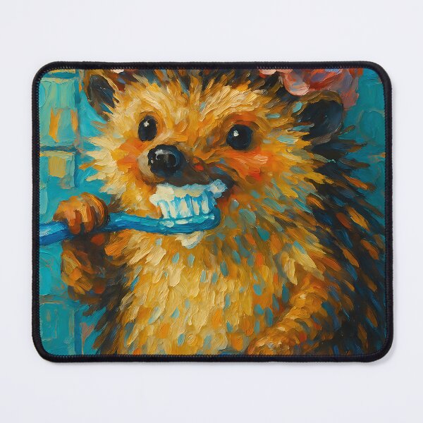 Item preview, Abstract Impasto Painting of Hedgehog's Whimsical Routine | Cute Playful Hedgehog Illustration | Colorful Modern Bathroom Animal Wall Art Print designed and sold by PaintedPixels01.